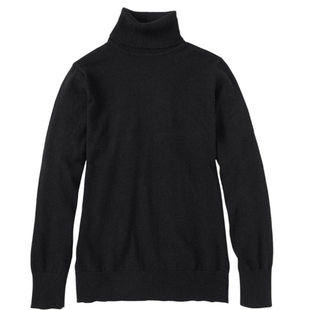 LL Bean Cotton Turtleneck Sweater in Black